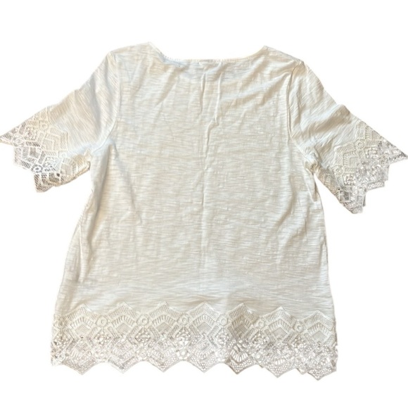 Chicos White Lace Trim‎ Short Sleeve Tee Size 1 (M) - Picture 4 of 7